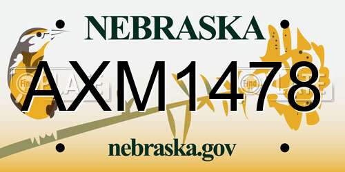 AXM1478 Nebraska License Plate