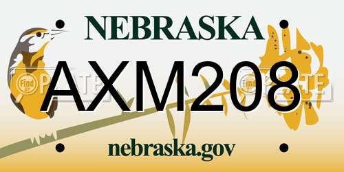 AXM208 Nebraska License Plate