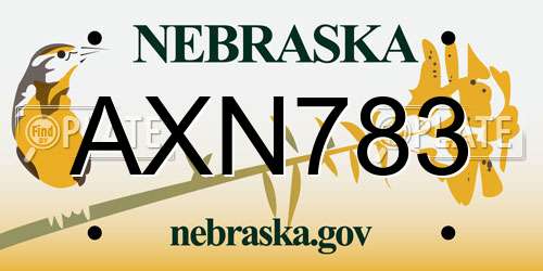 AXN783 Nebraska License Plate