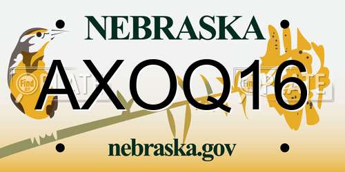 AXOQ16 Nebraska License Plate