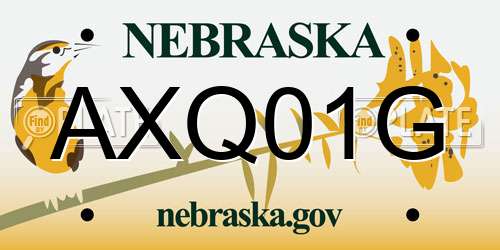 AXQ01G Nebraska License Plate