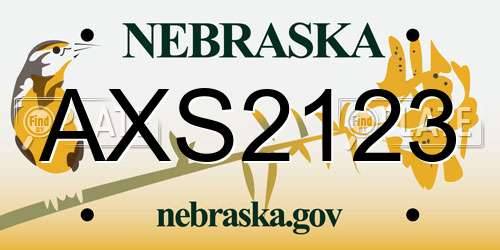 AXS2123 Nebraska License Plate