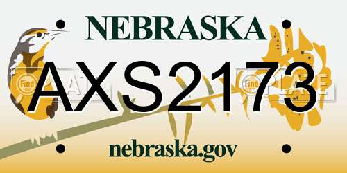 AXS2173 Nebraska License Plate