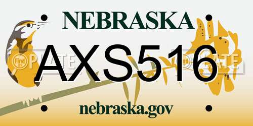 AXS516 Nebraska License Plate