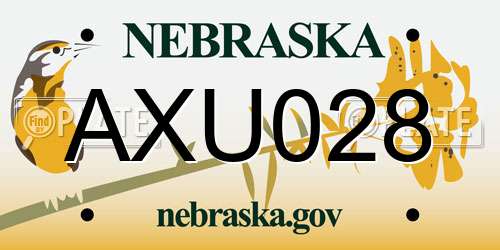 AXU028 Nebraska License Plate