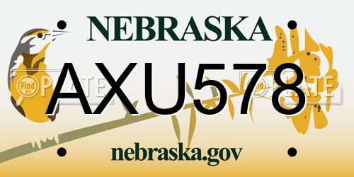 AXU578 Nebraska License Plate