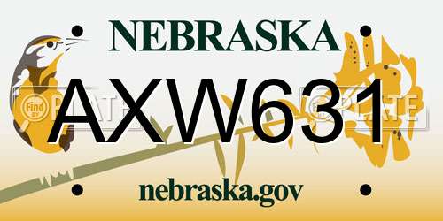AXW631 Nebraska License Plate