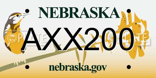 AXX200 Nebraska License Plate