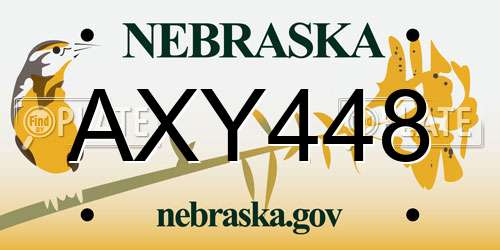 AXY448 Nebraska License Plate