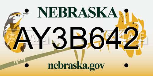 AY3B642 Nebraska License Plate