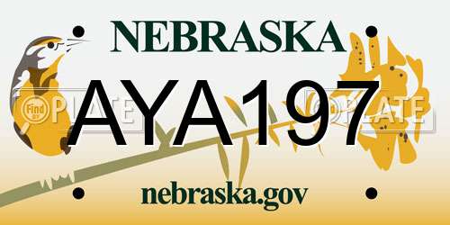 AYA197 Nebraska License Plate
