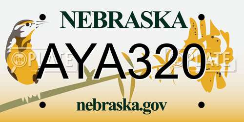 AYA320 Nebraska License Plate