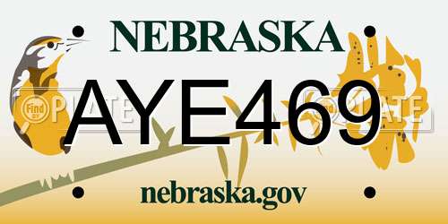 AYE469 Nebraska License Plate