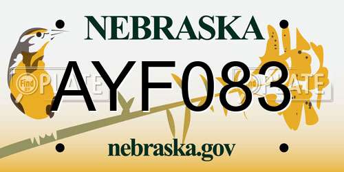 AYF083 Nebraska License Plate