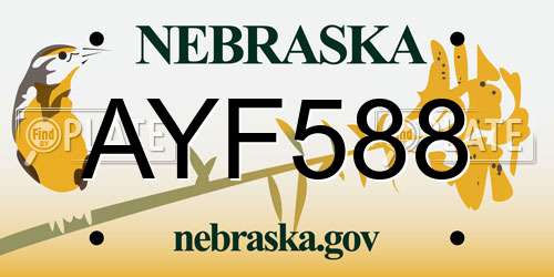 AYF588 Nebraska License Plate