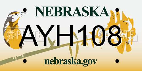 AYH108 Nebraska License Plate