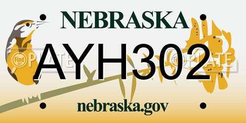 AYH302 Nebraska License Plate