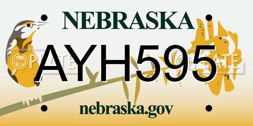 AYH595 Nebraska License Plate