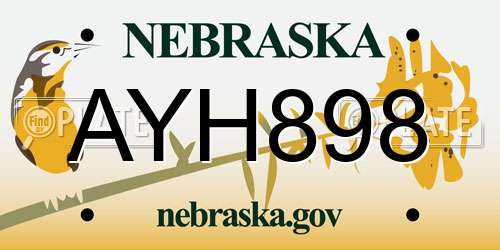 AYH898 Nebraska License Plate