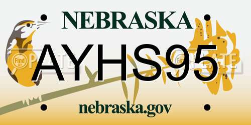 AYHS95 Nebraska License Plate