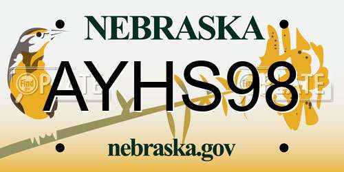 AYHS98 Nebraska License Plate