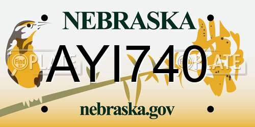 AYI740 Nebraska License Plate