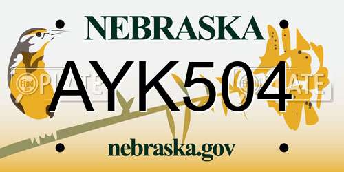 AYK504 Nebraska License Plate