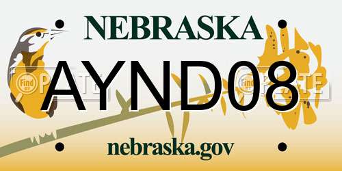 AYND08 Nebraska License Plate
