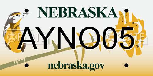 AYNO05 Nebraska License Plate