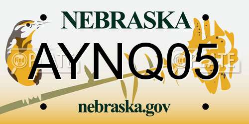 AYNQ05 Nebraska License Plate