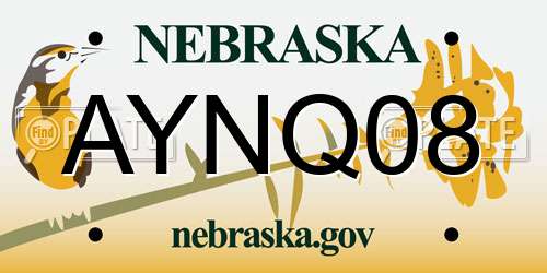 AYNQ08 Nebraska License Plate