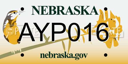 AYP016 Nebraska License Plate