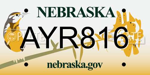 AYR816 Nebraska License Plate