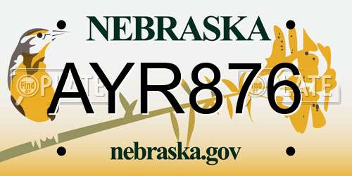 AYR876 Nebraska License Plate