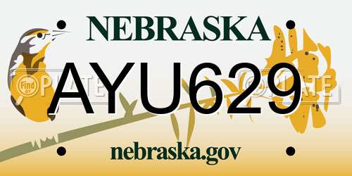 AYU629 Nebraska License Plate