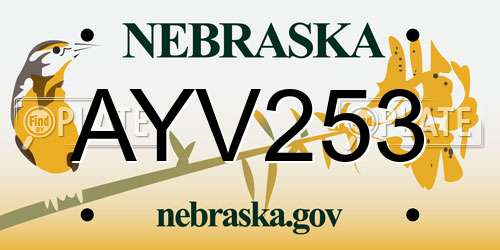 AYV253 Nebraska License Plate