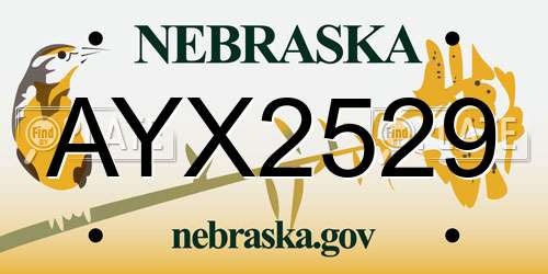 AYX2529 Nebraska License Plate