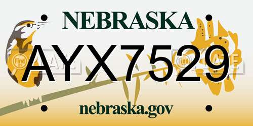 AYX7529 Nebraska License Plate