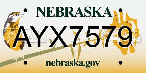 AYX7579 Nebraska License Plate