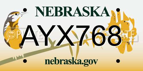 AYX768 Nebraska License Plate