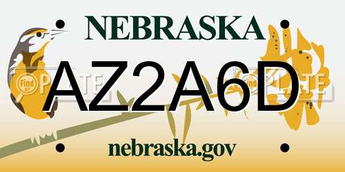 AZ2A6D Nebraska License Plate