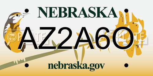 AZ2A6O Nebraska License Plate
