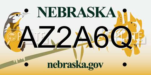 AZ2A6Q Nebraska License Plate