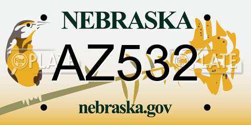 AZ532 Nebraska License Plate