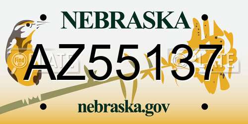 AZ55137 Nebraska License Plate