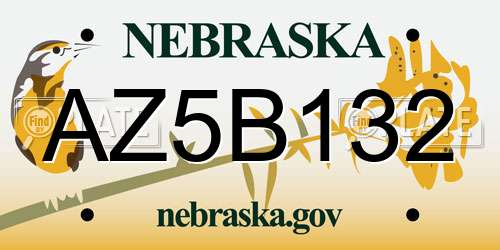 AZ5B132 Nebraska License Plate