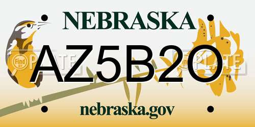 AZ5B2O Nebraska License Plate
