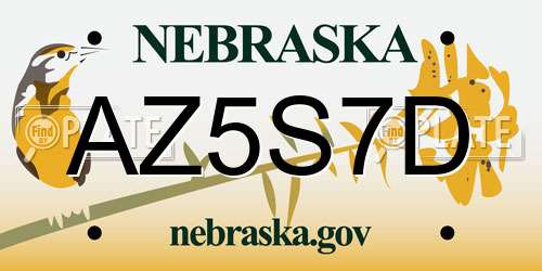 AZ5S7D Nebraska License Plate