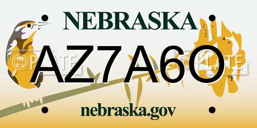 AZ7A6O Nebraska License Plate