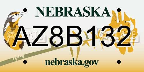 AZ8B132 Nebraska License Plate